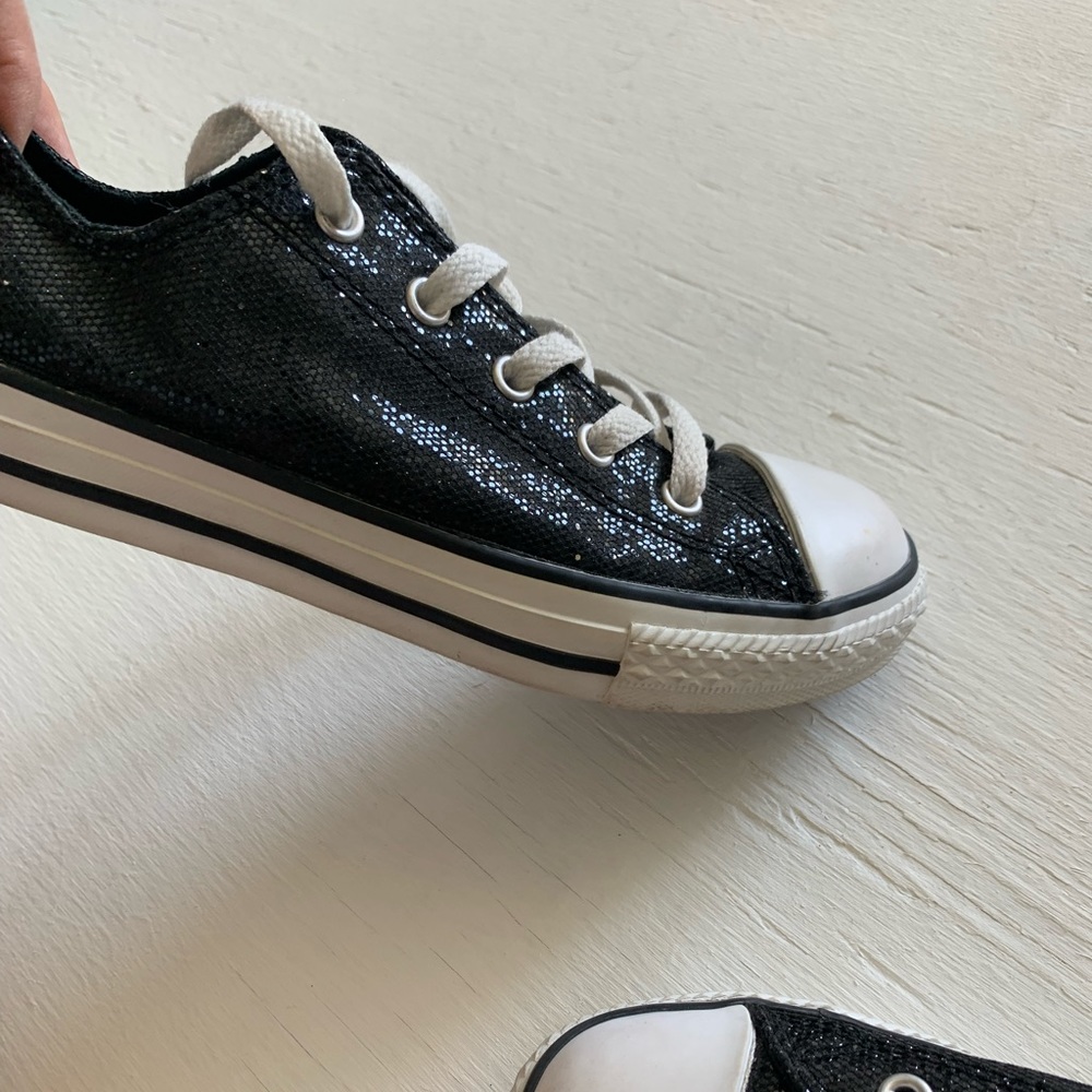 Girls glitter black converse shoes
